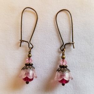 Handmade Dangle Earrings - Pink